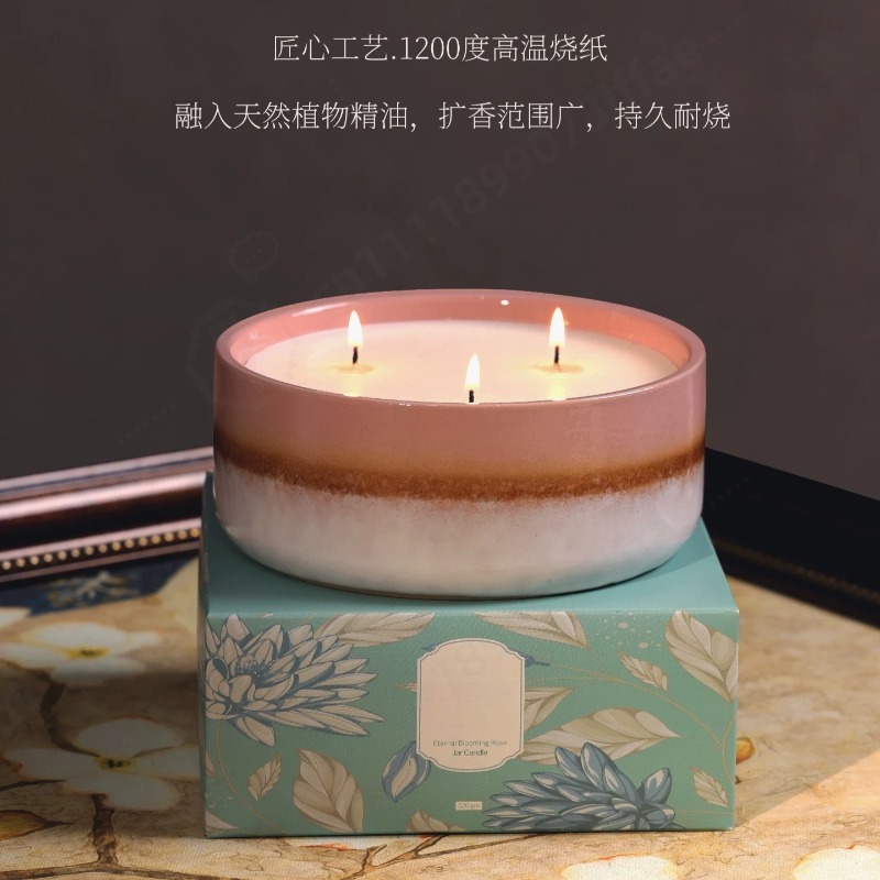 Home Fragrance Scented Candle - Büyük Seramik Kavanoz Kokulu Mum Hediye