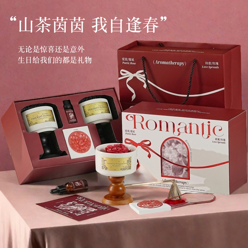 Home Fragrance Set Gift - Üst Düzey Kamelya Kokulu Mum Hediye