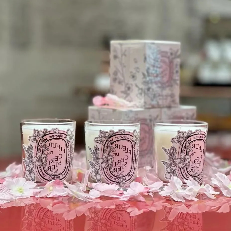 Home Fragrance Scented Candle - Romantik sınırlı Diptyques mumlar Sakura kokulu